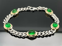 ARMBAND 925/-SILBER BICOLOR MIT BERNSTEIN/PERLMUTT-DUBL. BEH.