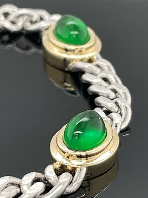 ARMBAND 925/-SILBER BICOLOR MIT BERNSTEIN/PERLMUTT-DUBL. BEH.