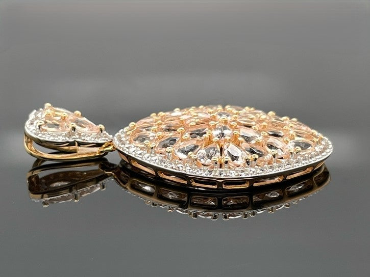 ANHÄNGER AUS 925/- SILBER VERGOLDET MIT MORGANIT & ZIRKON