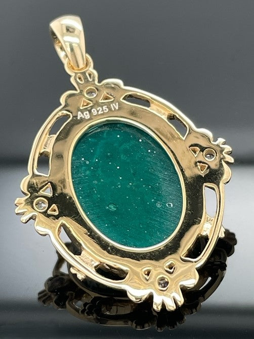 ANHÄNGER AUS 925/- SILBER VERGOLDET MIT RÖMISCHEM GLAS & ZIRKON