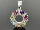 ANHÄNGER AUS 925/- SILBER RHODINIERT MIT MULTI EDELSTEINE