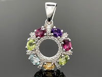 ANHÄNGER AUS 925/- SILBER RHODINIERT MIT MULTI EDELSTEINE