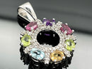 ANHÄNGER AUS 925/- SILBER RHODINIERT MIT MULTI EDELSTEINE