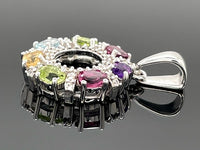 ANHÄNGER AUS 925/- SILBER RHODINIERT MIT MULTI EDELSTEINE