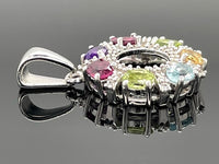 ANHÄNGER AUS 925/- SILBER RHODINIERT MIT MULTI EDELSTEINE