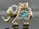 ANHÄNGER AUS 925/- SILBER VERGOLDET MIT BLAUTOPAS BEH. & ZIRKON