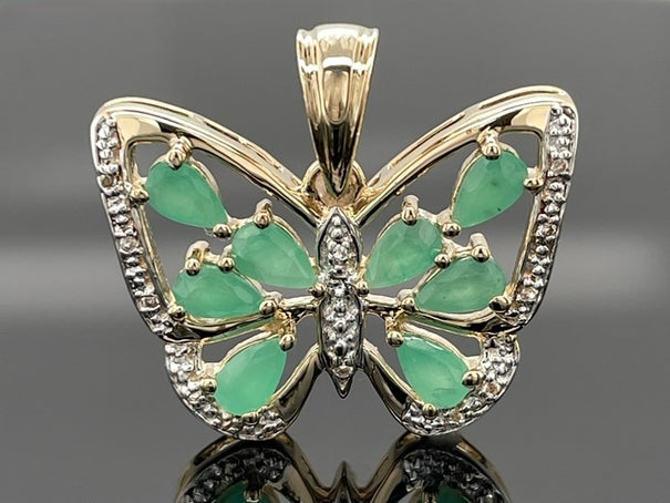 ANHÄNGER AUS 925/- SILBER VERGOLDET MIT SMARAGD & ZIRKON