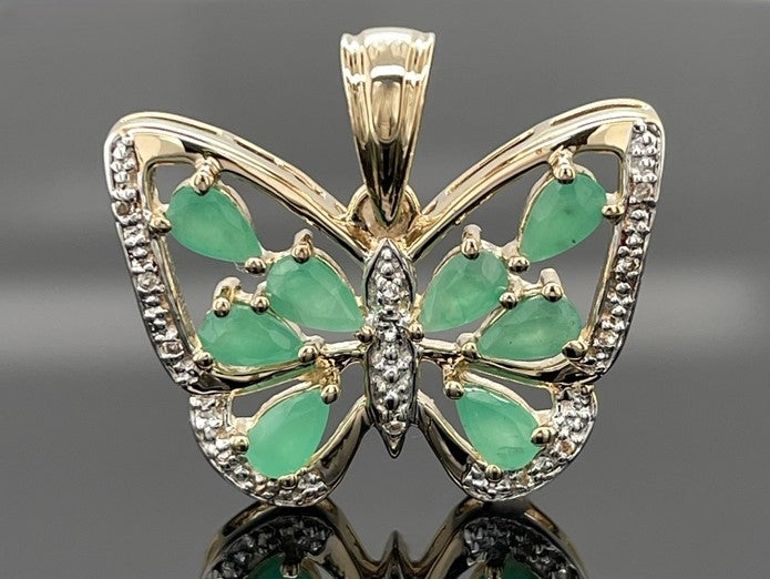 ANHÄNGER AUS 925/- SILBER VERGOLDET MIT SMARAGD & ZIRKON