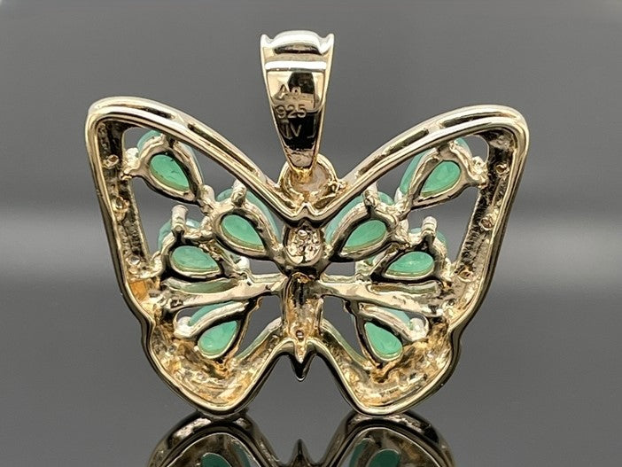 ANHÄNGER AUS 925/- SILBER VERGOLDET MIT SMARAGD & ZIRKON