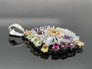 ANHÄNGER AUS 925/- SILBER RHODINIERT MIT MULTI EDELSTEINE