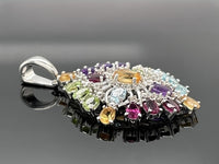 ANHÄNGER AUS 925/- SILBER RHODINIERT MIT MULTI EDELSTEINE