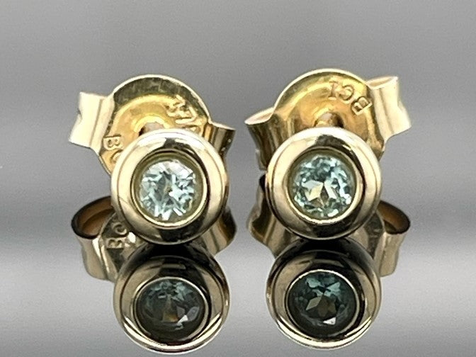OHRSTECKER AUS 375/- GELBGOLD MIT PARAIBA-TURMALIN (GES.CA.0,12CT.)