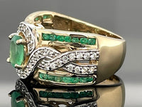 RING AUS 925/- SILBER VERGOLDET MIT SAMBIA SMARAGD & ZIRKON