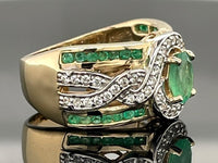 RING AUS 925/- SILBER VERGOLDET MIT SAMBIA SMARAGD & ZIRKON