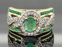 RING AUS 925/- SILBER VERGOLDET MIT SAMBIA SMARAGD & ZIRKON