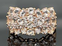 RING AUS 925/- SILBER VERGOLDET MIT MORGANIT & ZIRKON