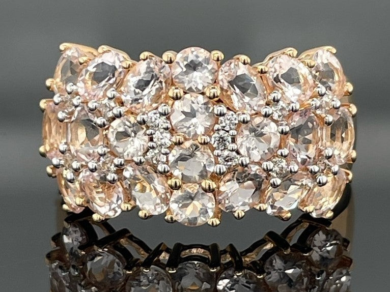 RING AUS 925/- SILBER VERGOLDET MIT MORGANIT & ZIRKON