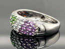 RING AUS 925/- SILBER RHODINIERT MIT MULTI EDELSTEINE