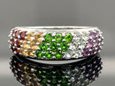 RING AUS 925/- SILBER RHODINIERT MIT MULTI EDELSTEINE