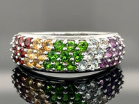 RING AUS 925/- SILBER RHODINIERT MIT MULTI EDELSTEINE