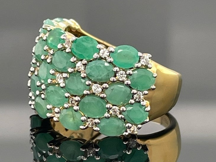 RING AUS 925/- SILBER VERGOLDET MIT SMARAGD & ZIRKON