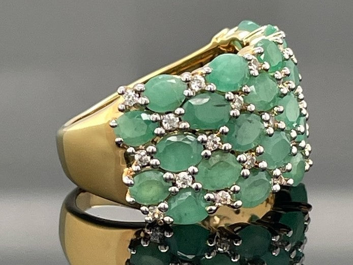 RING AUS 925/- SILBER VERGOLDET MIT SMARAGD & ZIRKON