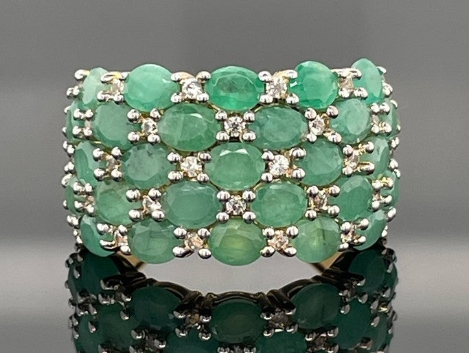 RING AUS 925/- SILBER VERGOLDET MIT SMARAGD & ZIRKON