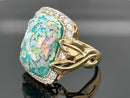 RING AUS 925/- SILBER VERGOLDET MIT RÖHMISCHEM GLAS & ZIRKON