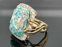 RING AUS 925/- SILBER VERGOLDET MIT RÖHMISCHEM GLAS & ZIRKON