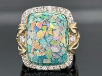 RING AUS 925/- SILBER VERGOLDET MIT RÖHMISCHEM GLAS & ZIRKON
