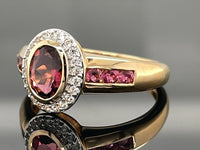 RING AUS 925/- SILBER VERGOLDET MIT PINK TURMALIN & ZIRKON