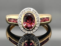 RING AUS 925/- SILBER VERGOLDET MIT PINK TURMALIN & ZIRKON