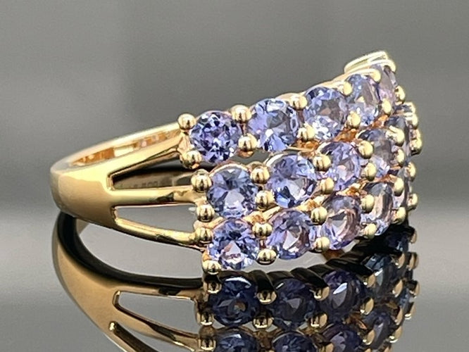 RING AUS 925/- SILBER VERGOLDET MIT TANSANIT