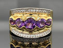 RING AUS 925/- SILBER VERGOLDET MIT AMETHYST & ZIRKON