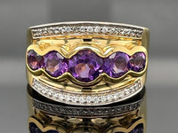 RING AUS 925/- SILBER VERGOLDET MIT AMETHYST & ZIRKON