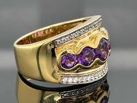 RING AUS 925/- SILBER VERGOLDET MIT AMETHYST & ZIRKON