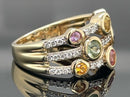 RING AUS 375/- GELBGOLD MIT MULTI SAPHIR & DIAMANTEN