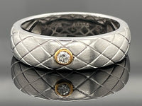RING AUS 925/- SILBER & 375/- GELBGOLD MIT BRILLANT (CA.0,05 ct.)