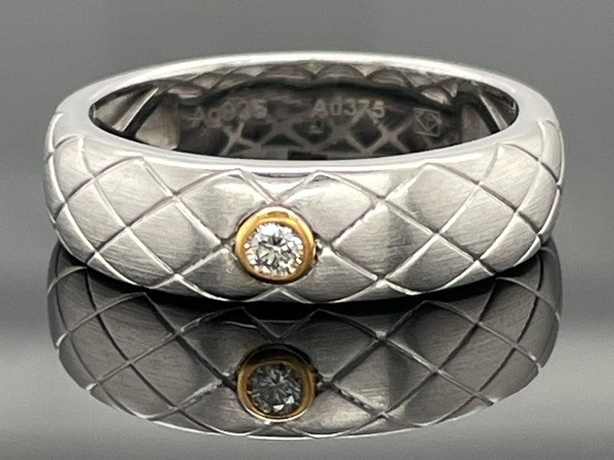 RING AUS 925/- SILBER & 375/- GELBGOLD MIT BRILLANT (CA.0,05 ct.)