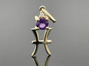 ANHÄNGER "FISCH" AUS 375/- GELBGOLD MIT AMETHYST & DIAMANT (GES. CA. 0,28 ct.)