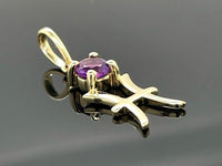 ANHÄNGER "FISCH" AUS 375/- GELBGOLD MIT AMETHYST & DIAMANT (GES. CA. 0,28 ct.)