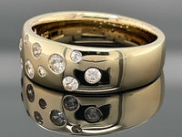RING AUS 925/- SILBER GELBGOLDPLATTIERT MIT ZIRKON (GES. CA. 0,585 ct.)