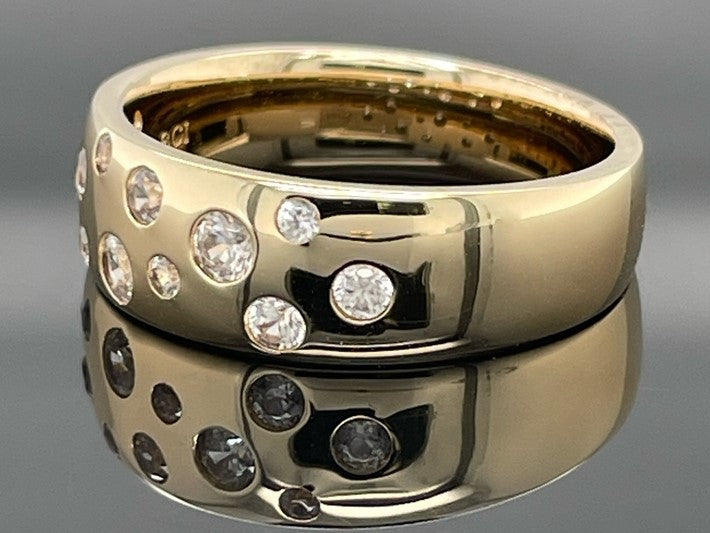 RING AUS 925/- SILBER GELBGOLDPLATTIERT MIT ZIRKON (GES. CA. 0,585 ct.)