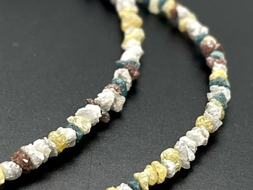 COLLIER 925/- SILBER RHODINIERT MIT MULTI ROHDIAMANT BEH. (GES. CA. 16,0 ct.)