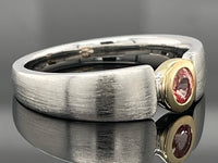 RING AUS 925/- SILBER RHOD/VERG. MIT PADPARADSCHA SAPHIR