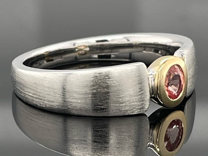 RING AUS 925/- SILBER RHOD/VERG. MIT PADPARADSCHA SAPHIR