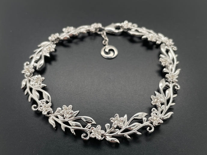ARMBAND 925/-SILBER RHODINIERT MIT ZIRKON (GES. CA. 0,85 ct.)