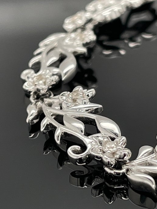 ARMBAND 925/-SILBER RHODINIERT MIT ZIRKON (GES. CA. 0,85 ct.)