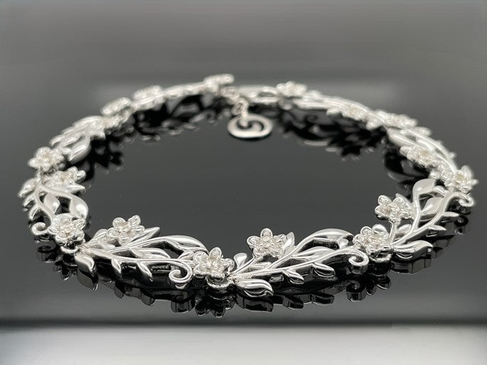 ARMBAND 925/-SILBER RHODINIERT MIT ZIRKON (GES. CA. 0,85 ct.)