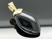 CLIP ANHÄNGER AUS 375/- GELBGOLD MIT BERGKRISTALL/ONYX/BLATTGOLD-DUBL. BEH. (CA. 13,0 ct.)